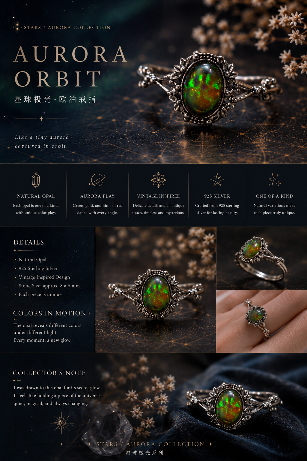 Aurora Orbit — One-of-a-Kind Natural Opal Ring