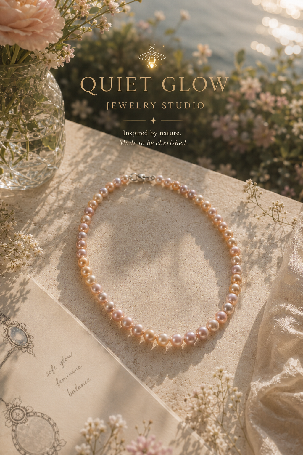 Candy Bloom Natural Pearl Necklace – Pink, Lavender & Peach